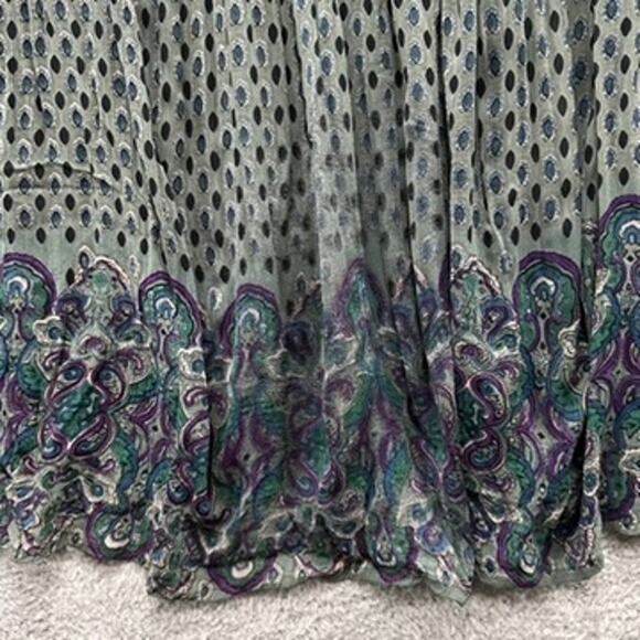 CCDK Copenhagen Size 38 (US 8) Sheer Tunic Top Multicolor Button Collar Boho - Picture 13 of 13